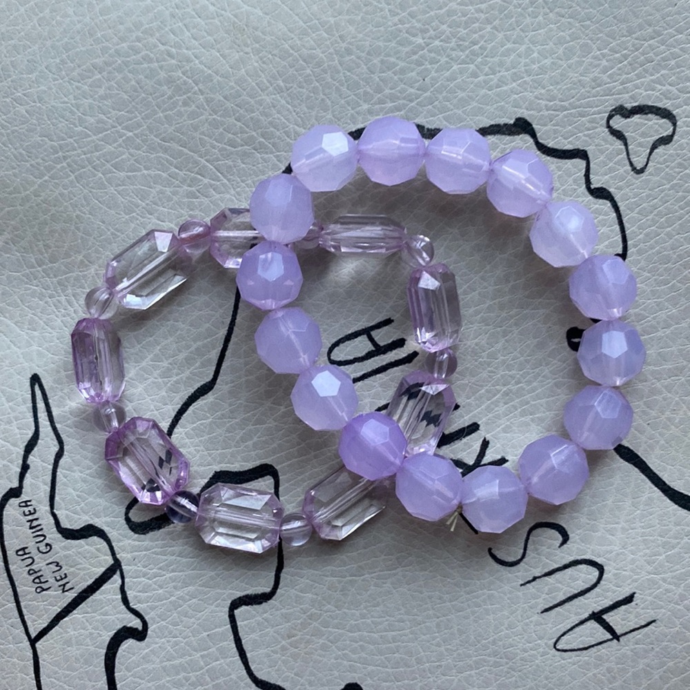 (FREE add on) pink and purple stretchy bracelets